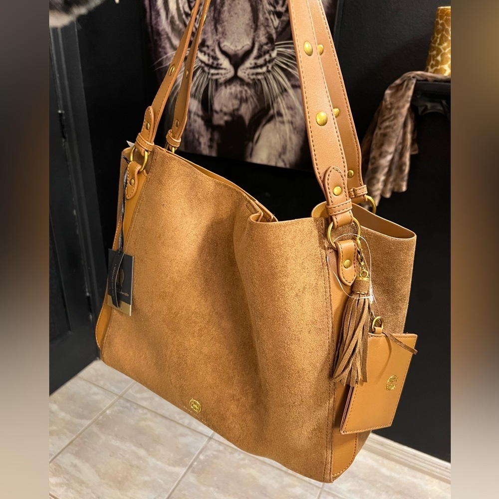 🤎🤎House of Harlow 1960 stunning Brown Faux Suede large Luxe Tote🤎🤎NWT - Picture 11 of 14